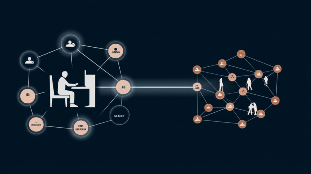 Two interconnected AI systems: AI that helps build software on the left, and software that uses AI autonomously on the right